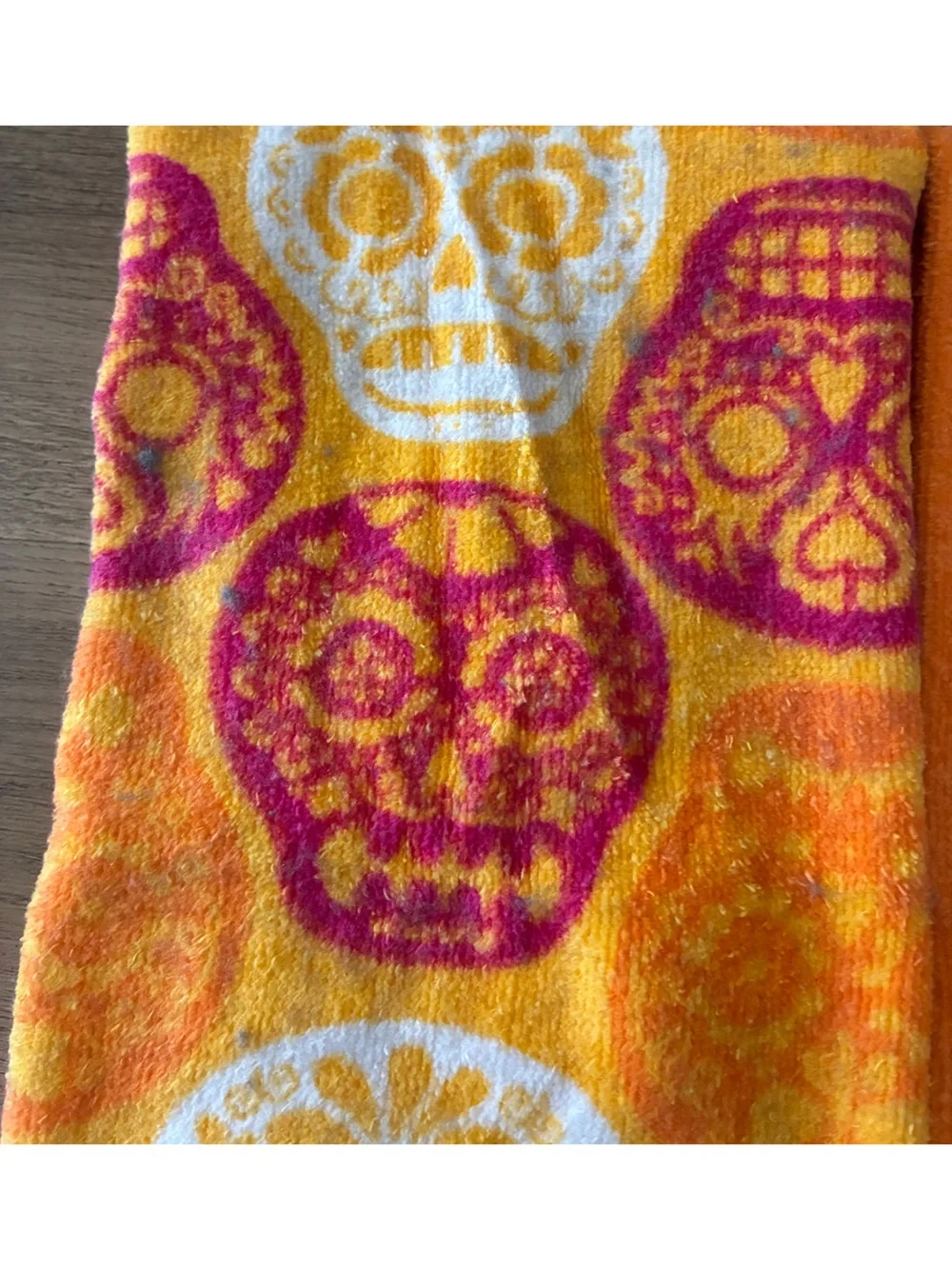 Day of the Dead Sugar Skull Cotton Hand Towels Set of 2 Halloween Fall EUC